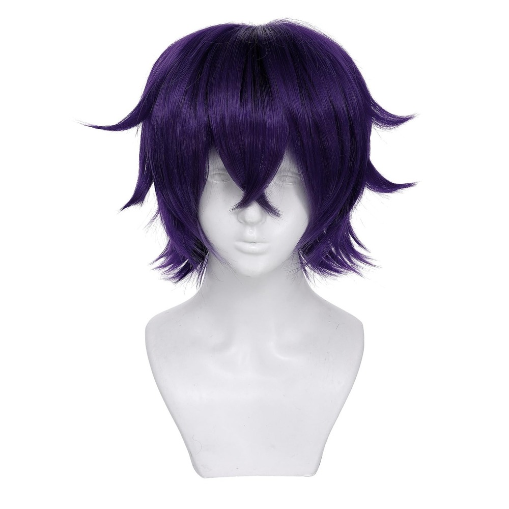 NWT Short Purple Layered Anime Cosplay Wig w/ Bangs Halloween Costume Unisex